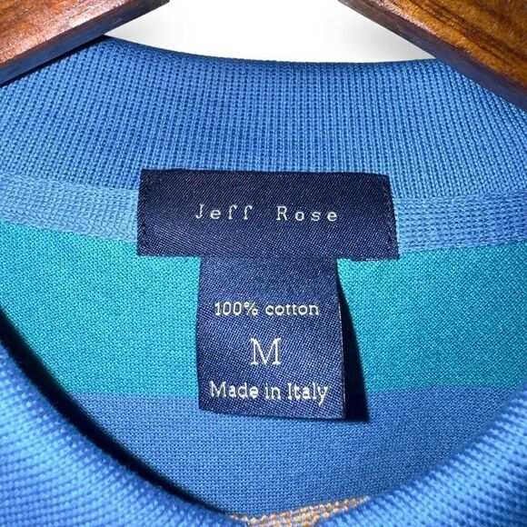 Jeff Rose Multicolored Stripe Italian Cotton Polo Shirt Sz M - Picture 2 of 9